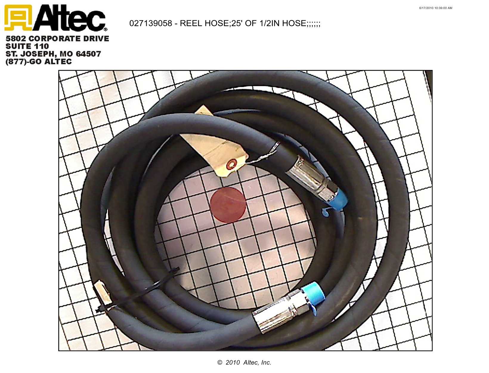 451TC12312 Tough Cover No Shive Reel Hose 25' Length, 1/2" Dia