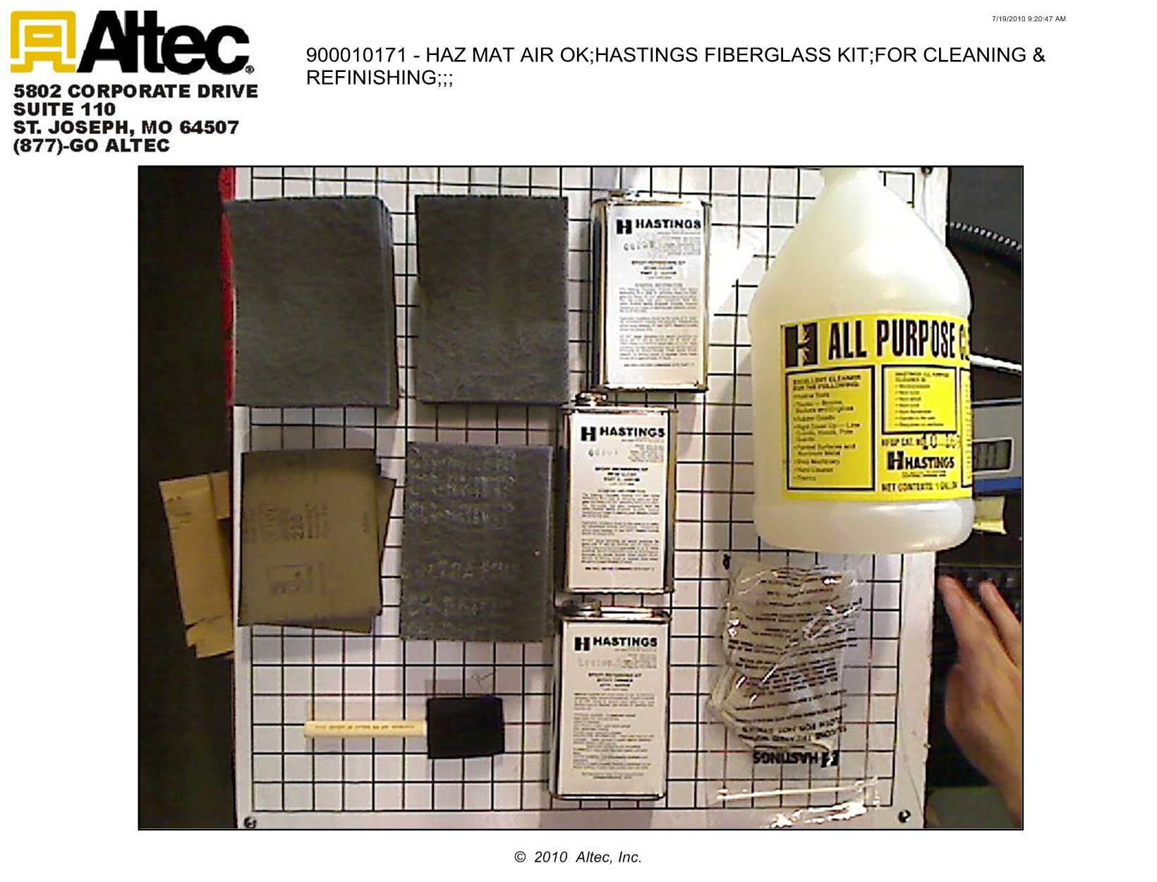 Hastings 10171 Complete Cleaning Kit 900010171 Altec Inc.