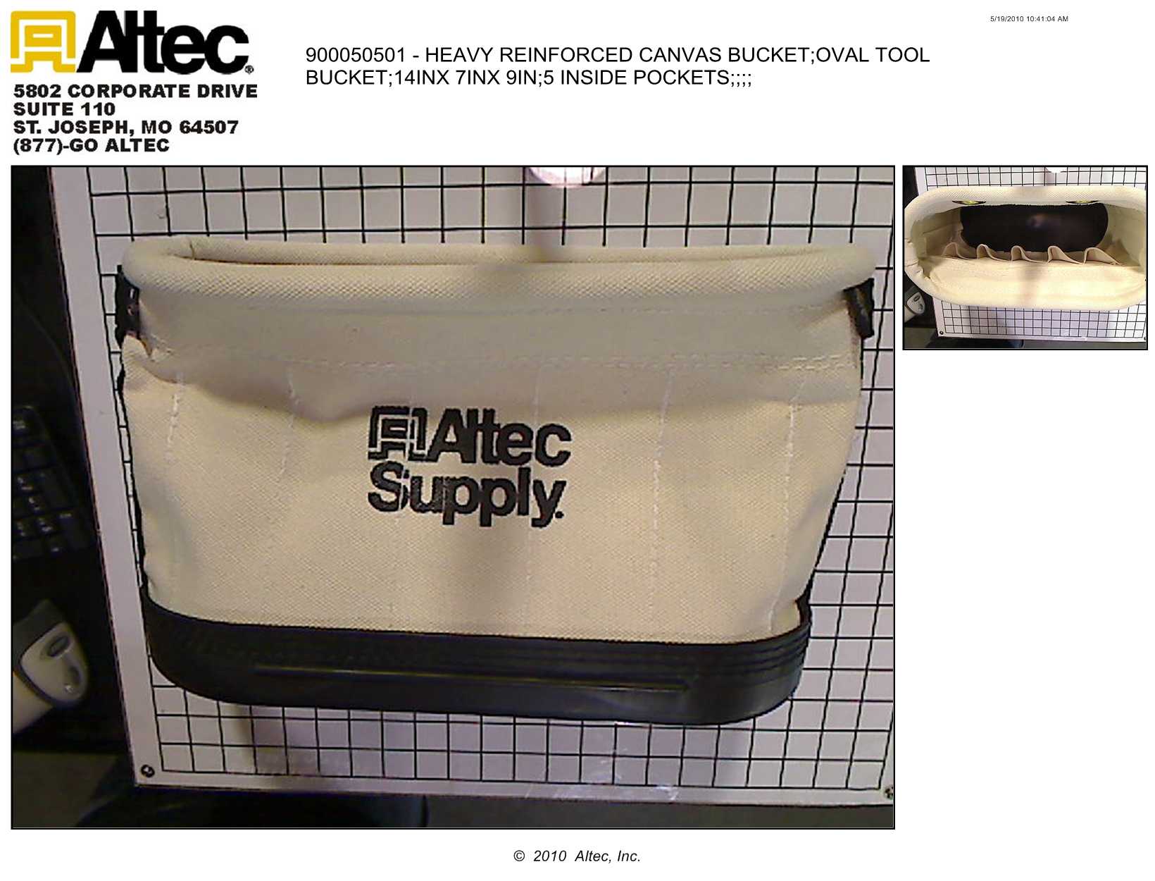 Altec Supply Heavy Reinforced Oval Tool Buckets 900050501 Altec Inc.