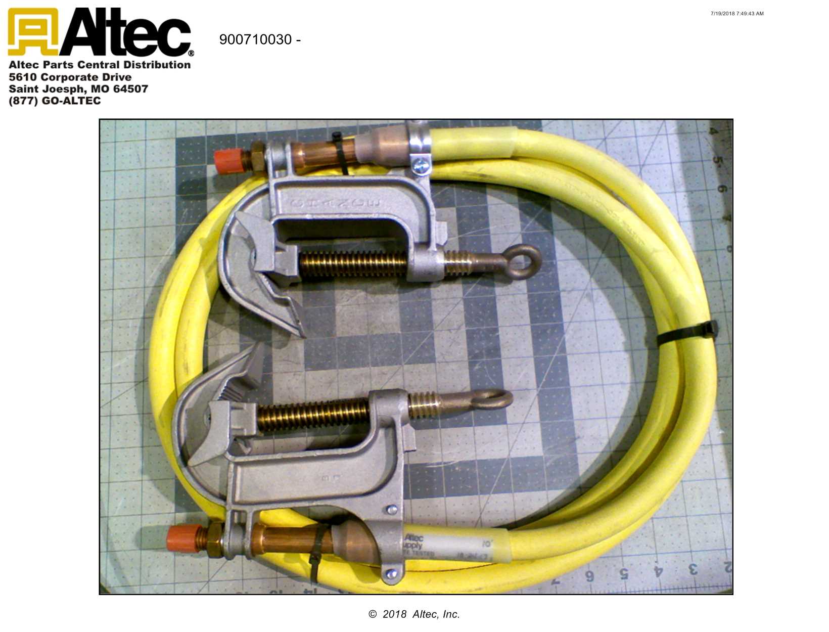 Altec Supply Assembled 4/0 Grounding Assembly 10' Length with CClamps