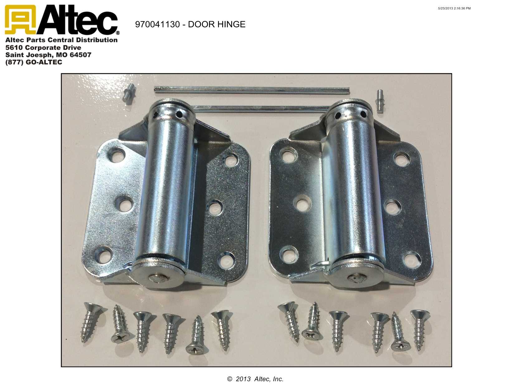 Door Hinge Kit 4PA75 with Fastening Hardware 2 Doors, Rounded Corners Altec Inc.