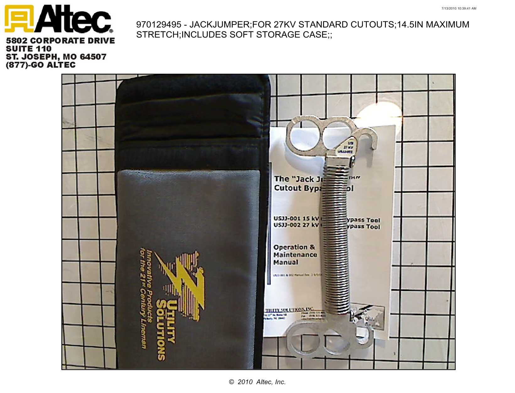 Utility Solutions USJJ002S Jack Jumper For 27 kV Cutout w/ Soft Case