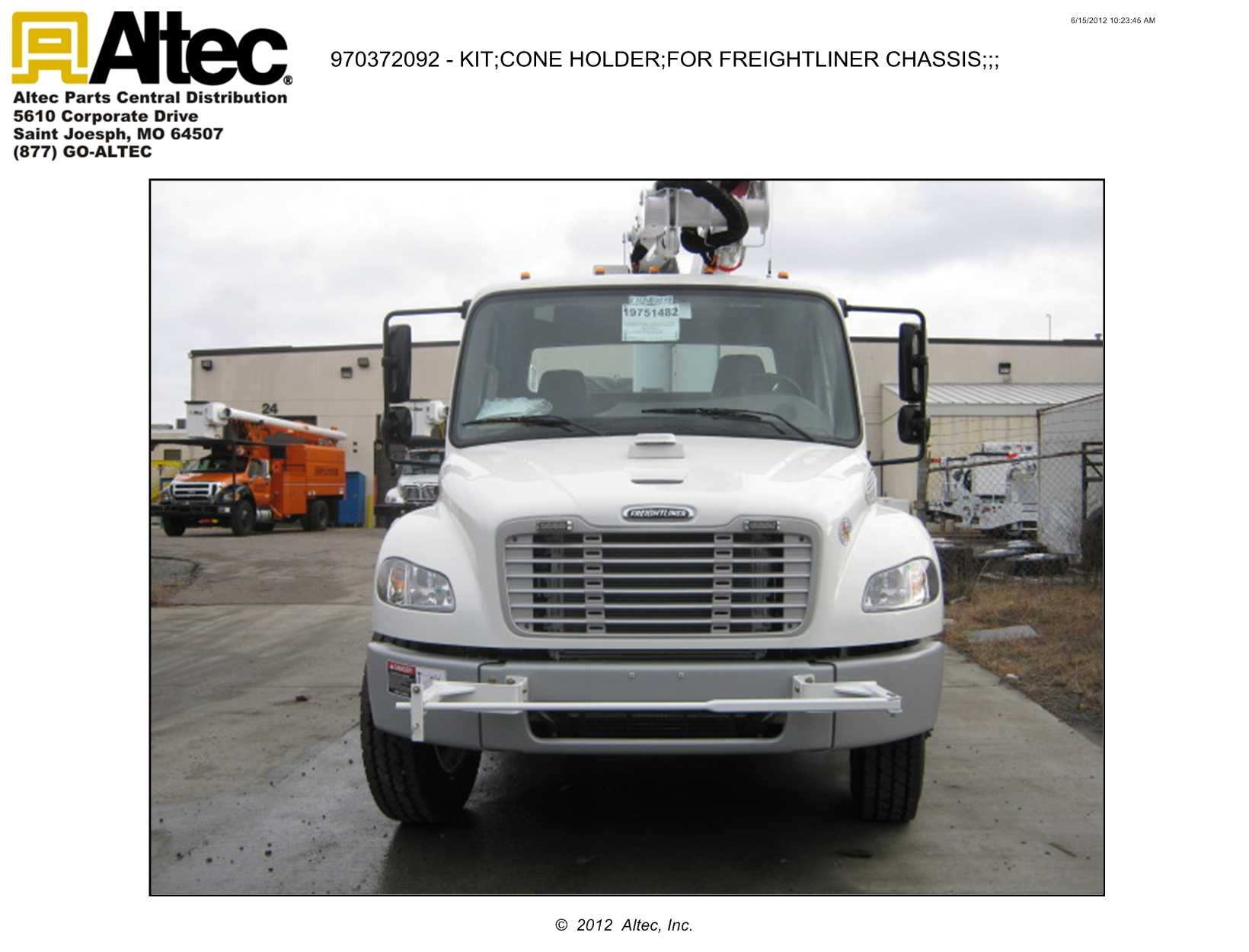 KIT CONE HOLDER FOR FREIGHTLINER CHASSIS 970372092 Altec Inc.