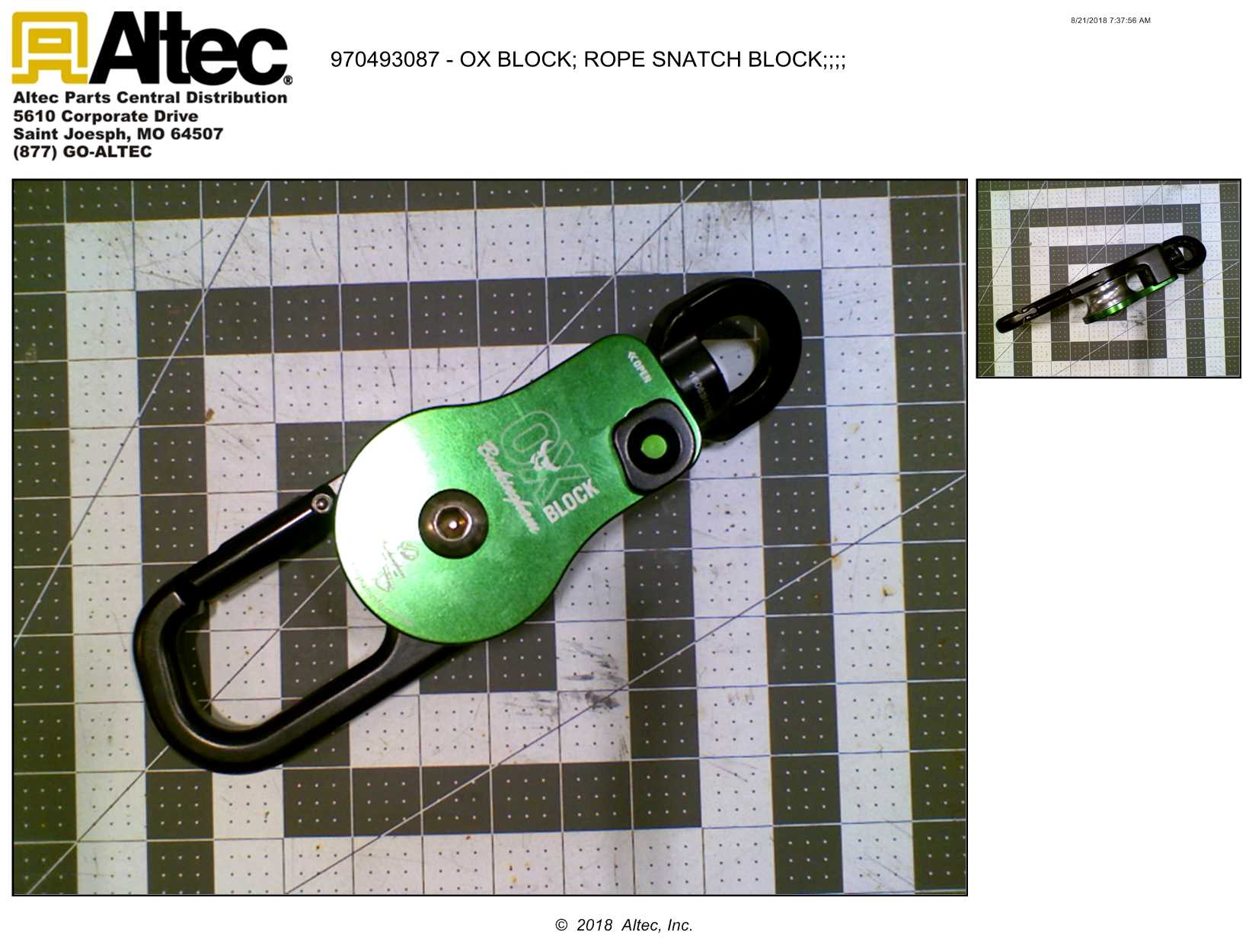 Buckingham 50061 Ox Block Rope Snatch Block Altec Inc.