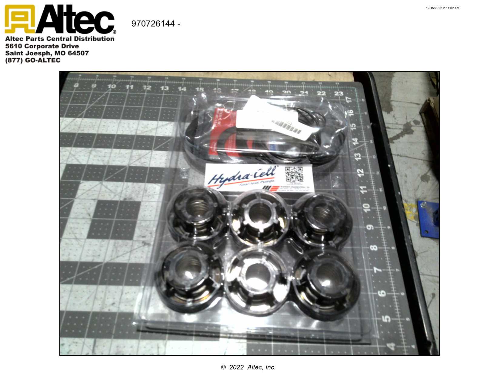 Wanner Engineering HydraCell D40K52THFHC Fluid End Repair Kit Altec Inc.