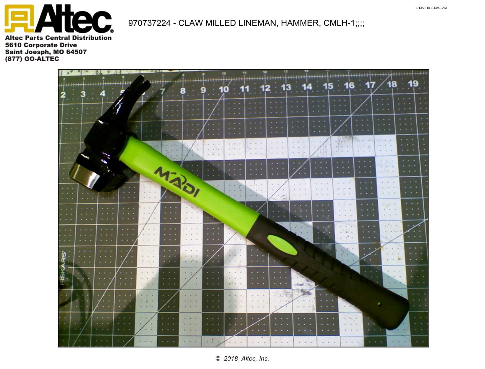 MADI CMLH-1 Claw Milled Lineman Hammer - 970737224 | Altec Inc.